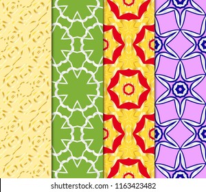Set of Pattern of abstract geometric flowers. Seamless vector illustration. for design greeting cards, backgrounds, wallpaper, interior design. tribal ethnic arabic, fashion decorative ornament.