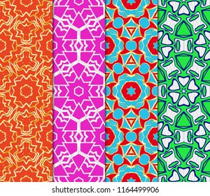 Set of Pattern of abstract geometric flowers. Seamless vector illustration. for design greeting cards, backgrounds, wallpaper, interior design. tribal ethnic arabic, fashion decorative ornament.