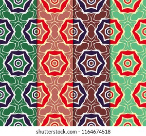 Set of Pattern of abstract geometric flowers. Seamless vector illustration. for design greeting cards, backgrounds, wallpaper, interior design. tribal ethnic arabic, fashion decorative ornament.