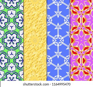 Set of Pattern of abstract geometric flowers. Seamless vector illustration. for design greeting cards, backgrounds, wallpaper, interior design. tribal ethnic arabic, fashion decorative ornament.