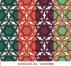 Set of Pattern of abstract geometric flowers. Seamless vector illustration. for design greeting cards, backgrounds, wallpaper, interior design. tribal ethnic arabic, fashion decorative ornament.