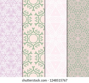 Set Of Pattern Of Abstract Geometric Flowers. Seamless Vector Illustration