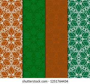 Set Of Pattern Of Abstract Geometric Flowers. Seamless Vector Illustration