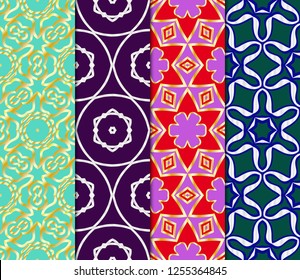 Set of Pattern of abstract geometric flowers. Seamless vector illustration. for design greeting cards, backgrounds, wallpaper, interior design. tribal ethnic arabic, fashion decorative ornament.