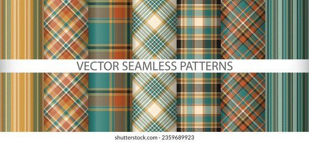 Set pattern background tartan. Check plaid texture. Fabric textile seamless vector collection.