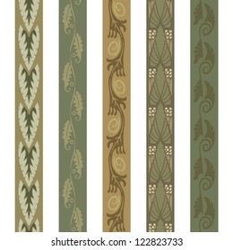 Set of pattern borders. Seamless decor element. Vector Illustration