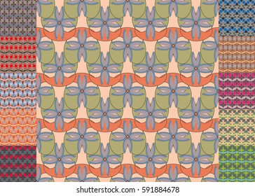 Set of pattern for brochure or poster design templates in abstract style.