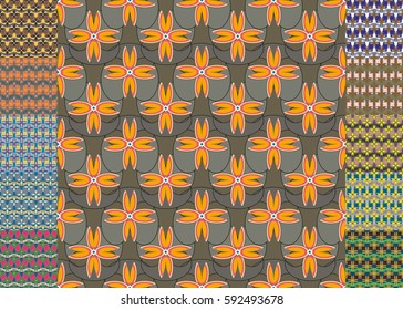 Set of pattern for brochure or poster design templates in abstract style.