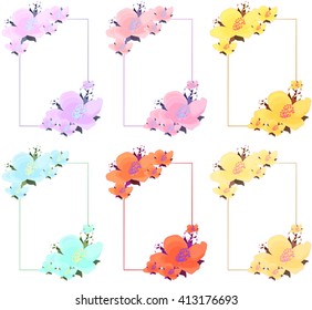 set pattern for a card with jasmine vector illustration