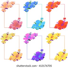 set pattern for card with jasmine. vector illustration