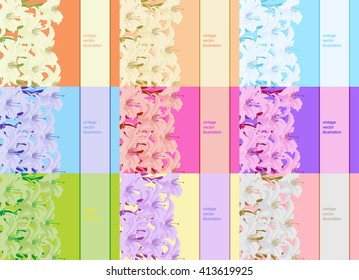 set pattern for a card with lily vector illustration