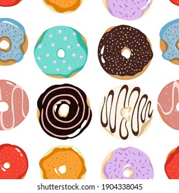 Set Muster von bunten Donuts.