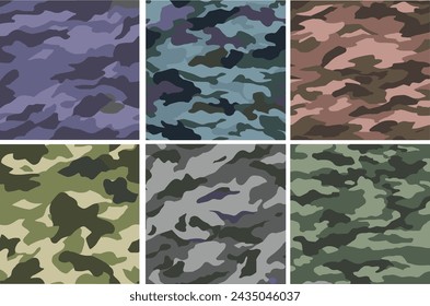 Conjunto de patrón de camuflaje urbano contemporáneo Vector Militar Impresión textil, estilo abstracto del ejército Plantilla de tela moderna patrón sin fisuras