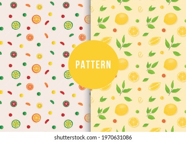 Set pattern for decorating fon with lemons and lemon candy.