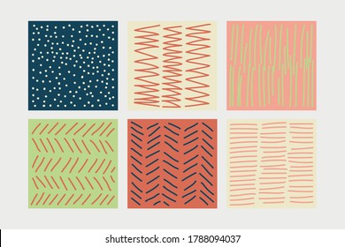 Set of pattern design template with abstract shapes and textures. Creative modern art vector illustrations with soft colors.