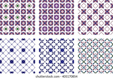 set of pattern for embroidery seamless. Pixel Mosaic. Red, color. Vector Image. For textile and light industry, design, printing, presentations.