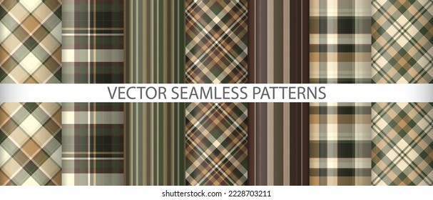 Establecer la comprobación de tela de patrón. Tartán de fondo. Vector de textura colección textil sin fisuras.