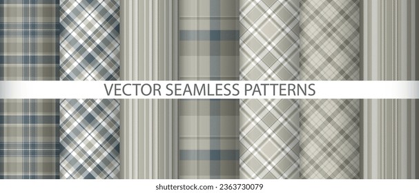Set pattern fabric plaid. Check textile vector. Seamless texture tartan background collection.