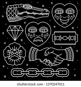 set pattern flash tattoo, vector EPS 10