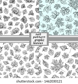 set of pattern flowers and leaves graphic doodle illustration stripe seamless wallpaper autumn