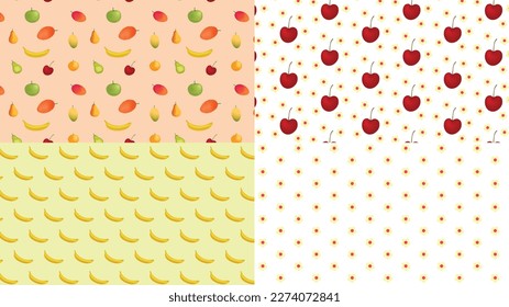 Set pattern fruit gradient and flower for your background and wallpaper