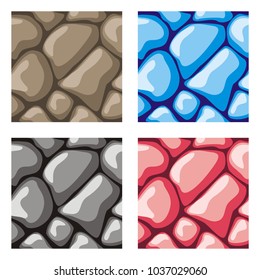set of pattern for game background, vector stone and wall background textures collection