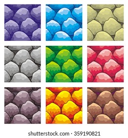 set of pattern for game background, vector stone and wall background textures collection
for creating game