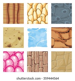 set of pattern for game background, vector stone and wall background textures collection for creating game