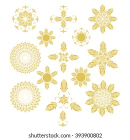 Set Pattern geometric gold vector elements decorative eps10