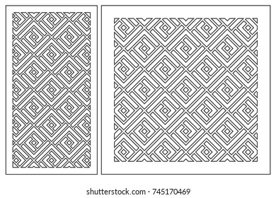 Set pattern geometric ornament. Card for laser cutting. Element decorative design. Geometric pattern. Vector illustration.