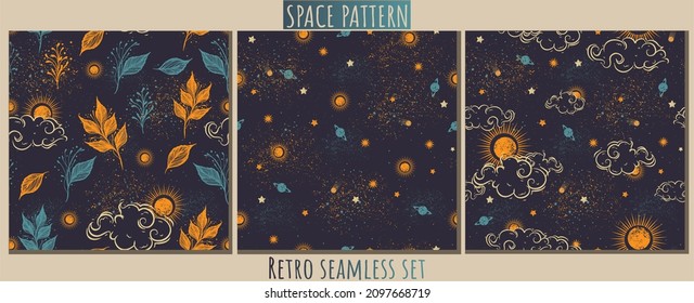 Set pattern with magic space. Design for card, fabric, print, greeting, cloth, poster, clothes, textile.