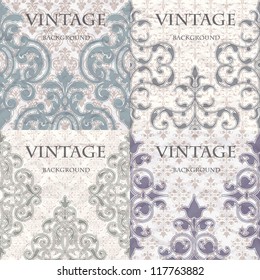 Set of pattern on vintage background