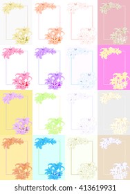 set pattern pink color for a card with lily vector illustration