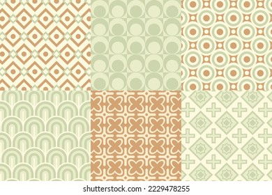 Set of pattern in retro style. Abstract texture decorative 50`s, 60's, 70's style. Can be used for fabric, wallpaper, textile, wall decoration. Vector illustration