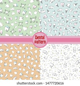 set pattern teeth doodle illustration seamless vector wallpaper sketch background dental medicine