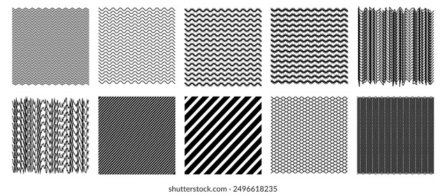 Set of pattern texture with crosshatch hand drawn line. Organic scribble shape drawing with pencil. Contemporary vector