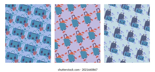 set pattern with traveler's suitcase