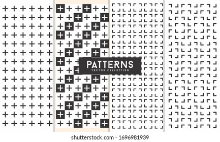 Set of pattern vector collection black and white. Geometric lines patterns with edges, angles. Geometric backgrounds for cataloges, corporate brochures. Line shapes patterns, header elements. Cover pa