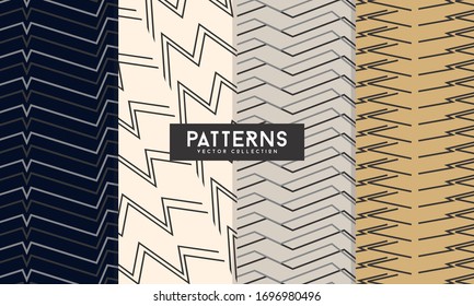 Set of pattern vector collection. Geometric lines patterns with edges, angles. Geometric backgrounds for cataloges, corporate brochures. Line shapes patterns, header elements. Cover page layouts set.