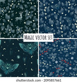 Set pattern with winter elements. Design for card, fabric, print, greeting, cloth, poster, clothes, textile.