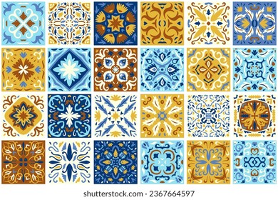 Conjunto de azulejos estampados en el fondo del suelo. Patrón colorido sin inconvenientes