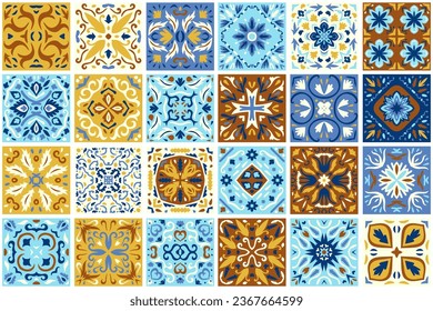Conjunto de azulejos estampados en el fondo del suelo. Patrón colorido sin inconvenientes