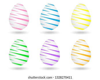 A set of patterned painted eggs, the concept of the holiday of spring Easter