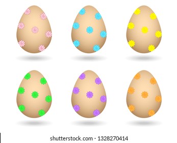 A set of patterned painted eggs, the concept of the holiday of spring Easter