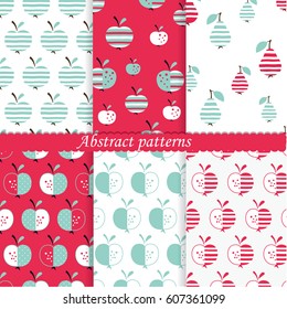 Set of patterns with abstract  apples and pears