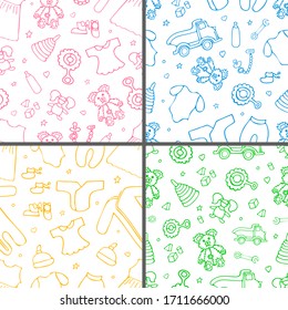 Set of patterns for babies, doodle. Vector illustration. EPS 10