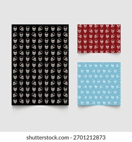 Set of patterns or backgrounds with dia de muertos elements such as pan de muerto, cempasuchil, portrait, etc.