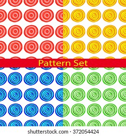 Set of patterns with bright circles  / Vector illustration / Printed materials, textiles, design web sites
