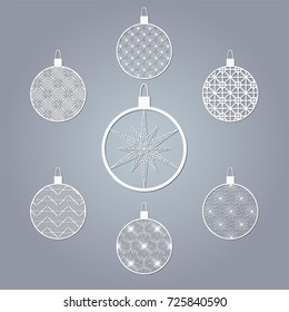Set of patterns of Christmas balls for laser or plotter cutting