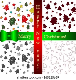 set of patterns for Christmas and new year with gift boxes. Can be use for Christmas card design